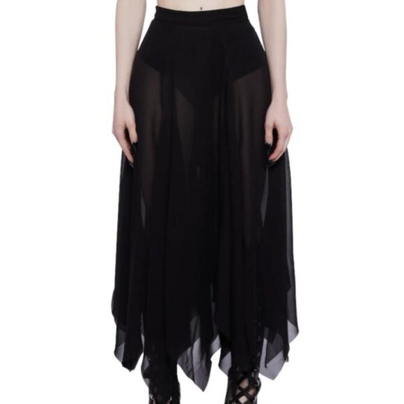 Dollskill Widow Brooding Shadows Chiffon Skirt Black Womens Size XXLarge - Picture 10 of 10